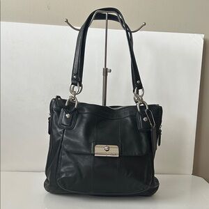 Coach Black Leather Shoulder Bag with Silver Hardware
